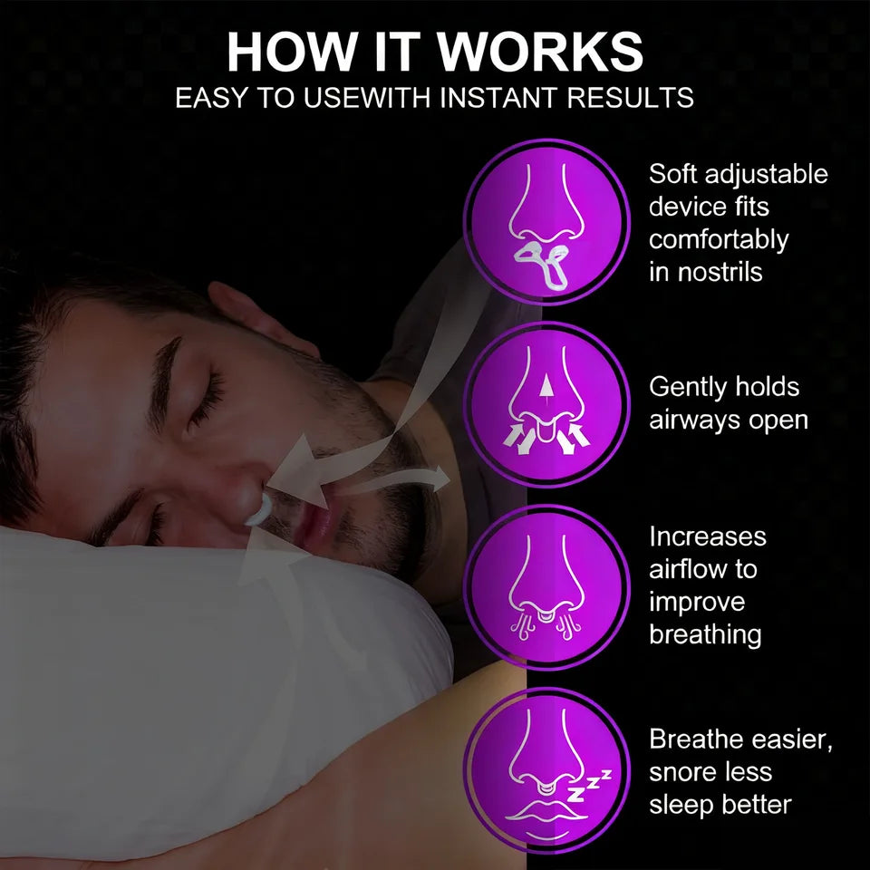Silicone Anti Snoring Nose Clip Elastic Nasal Dilator Travel & Home Use Comfort for Improved Airflow Better Sleep