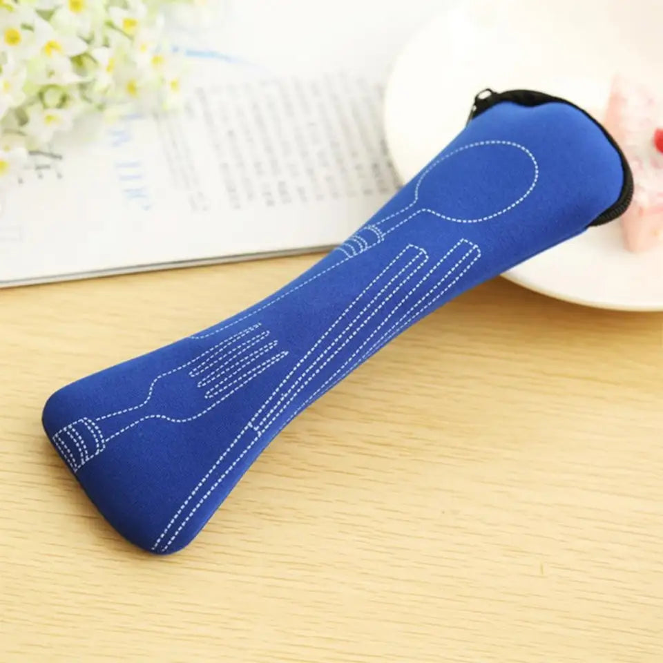 Portable Tableware Zipper Bag Outdoor Travel Camping Recyclable Dinnerware Set Cutlery Pouch Storage Bag